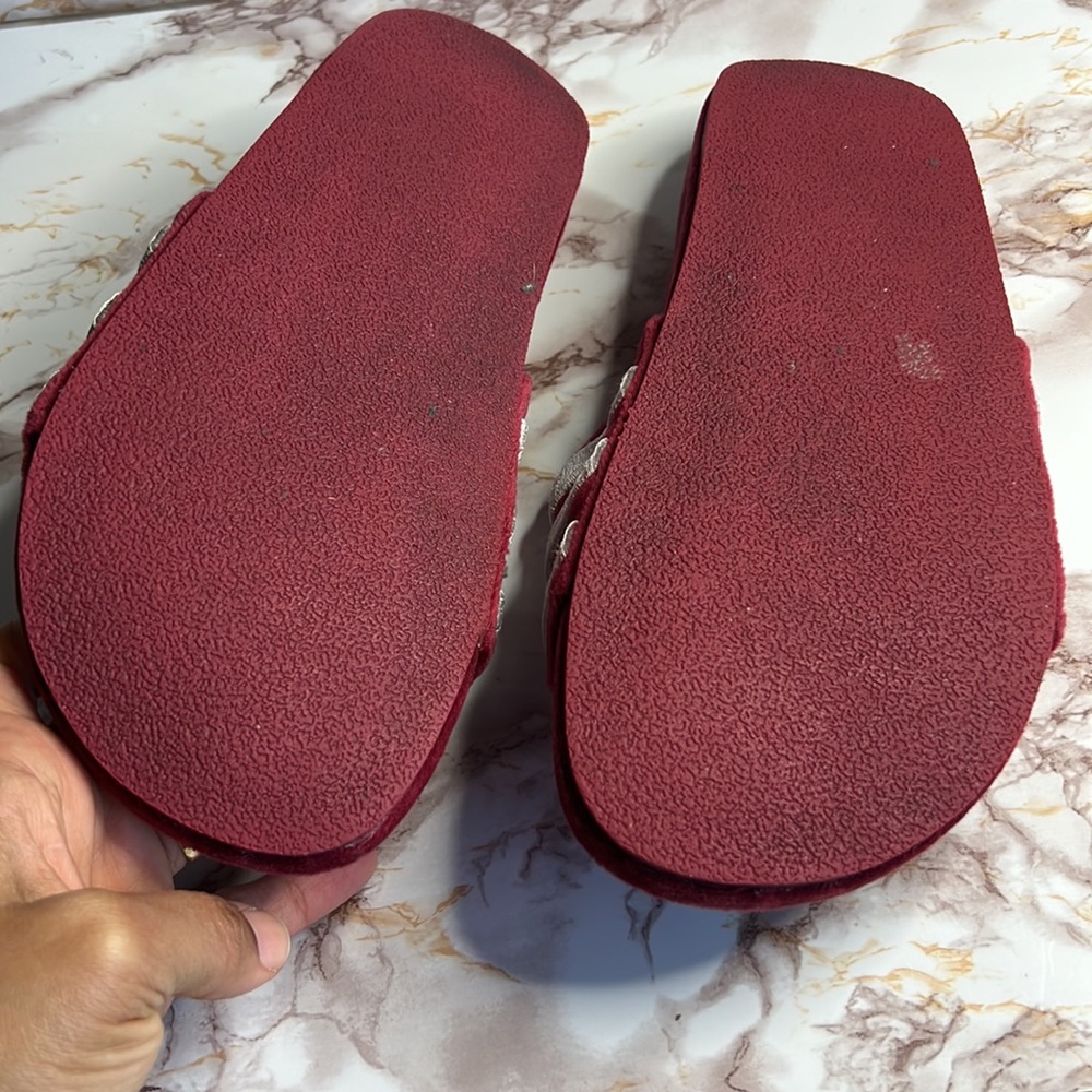 Burgundy Velvet Adidas Slides 😍 size 8 - Picture 5 of 6
